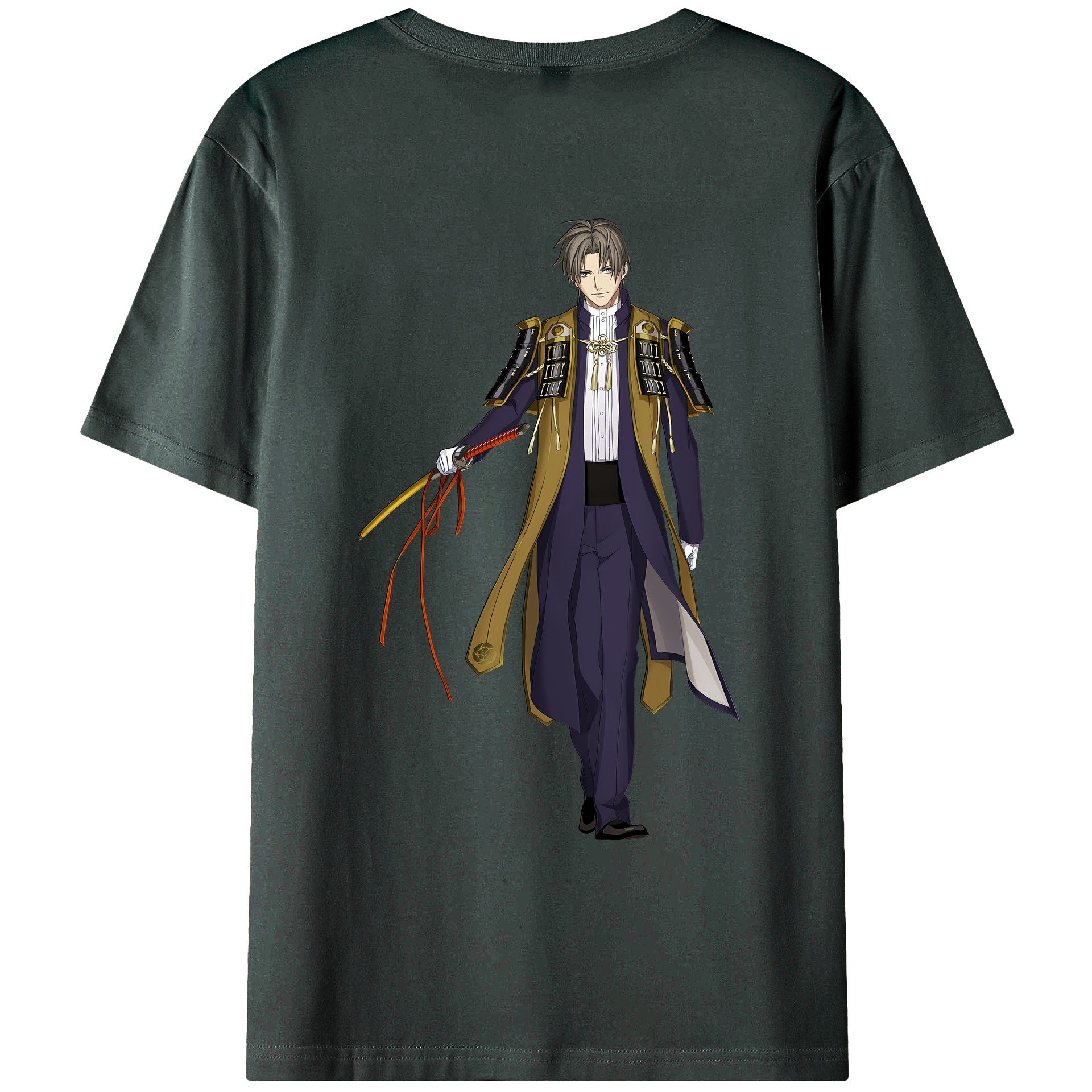 （画像用） 刀剣乱舞 Touken Ranbu 綿100％ メンズ半袖Tシャツ（バックプリント） 通気性
